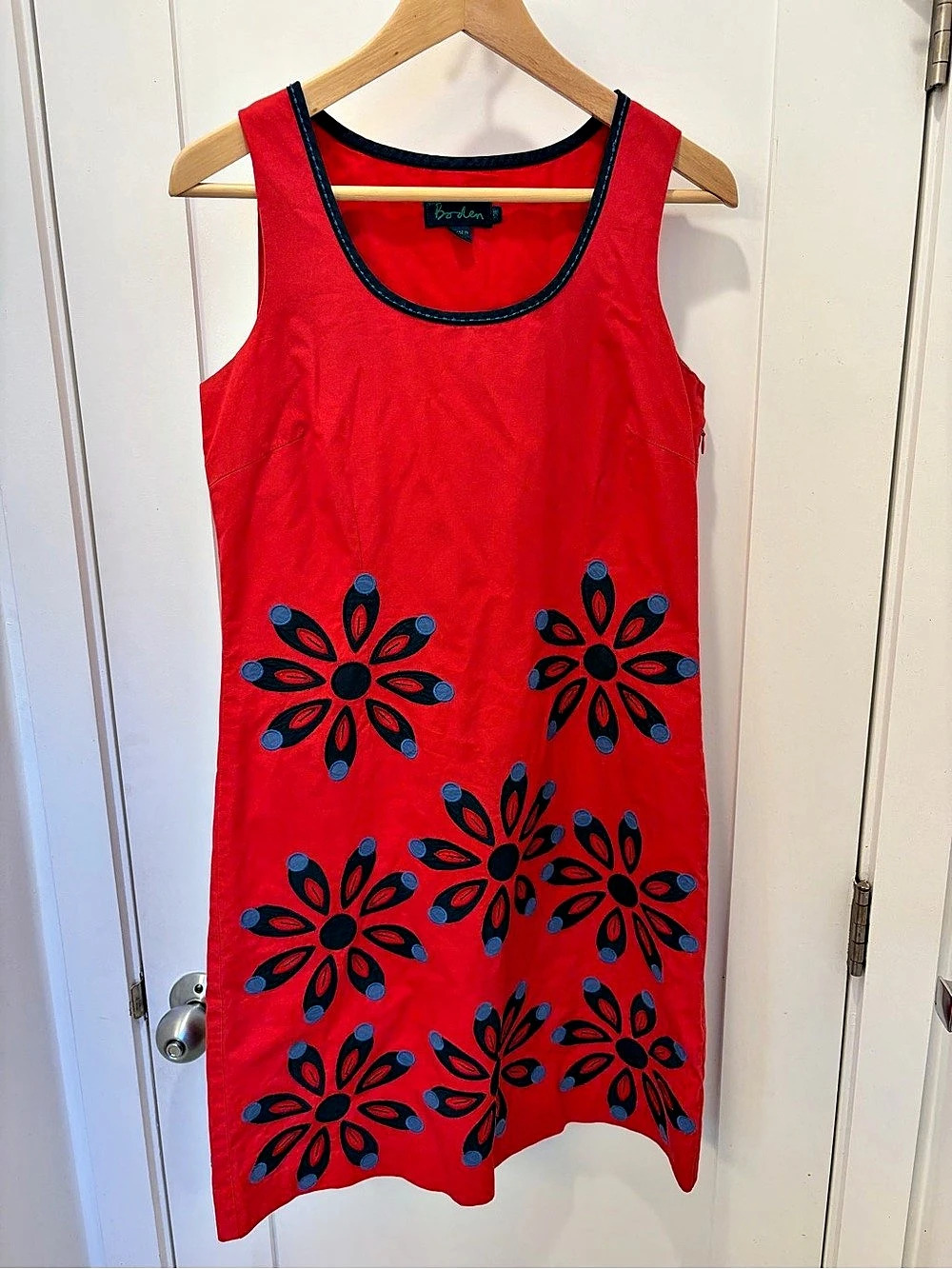RARE BODEN Factory Sample Sixties Shift Mod Dress - Red Go-Go UK 10R / US 6R